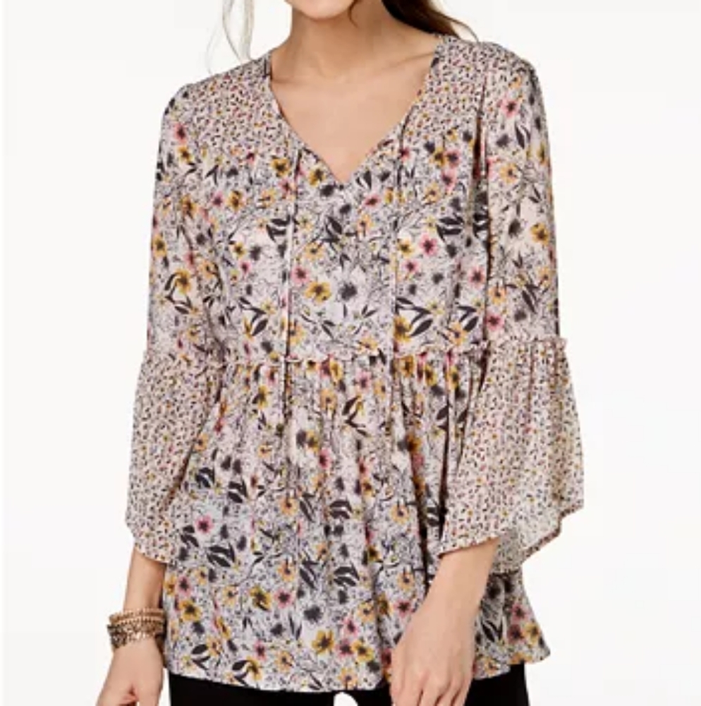 Pink Floral Style & Co Boho Macy's Blouse XL